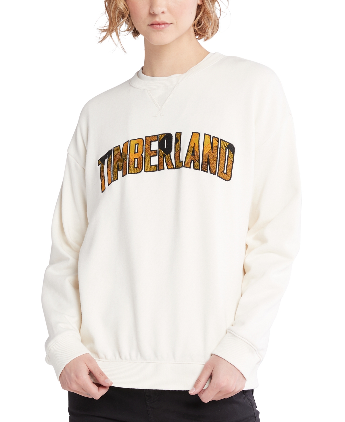 Timberland Women's Crewneck Plaid Logo Sweatshirt