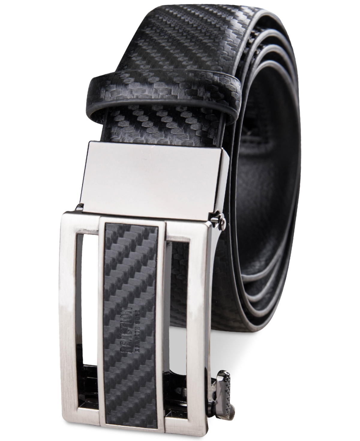 Shop Kenneth Cole Reaction Men's Faux Leather Inlay Track Belt In Black,black