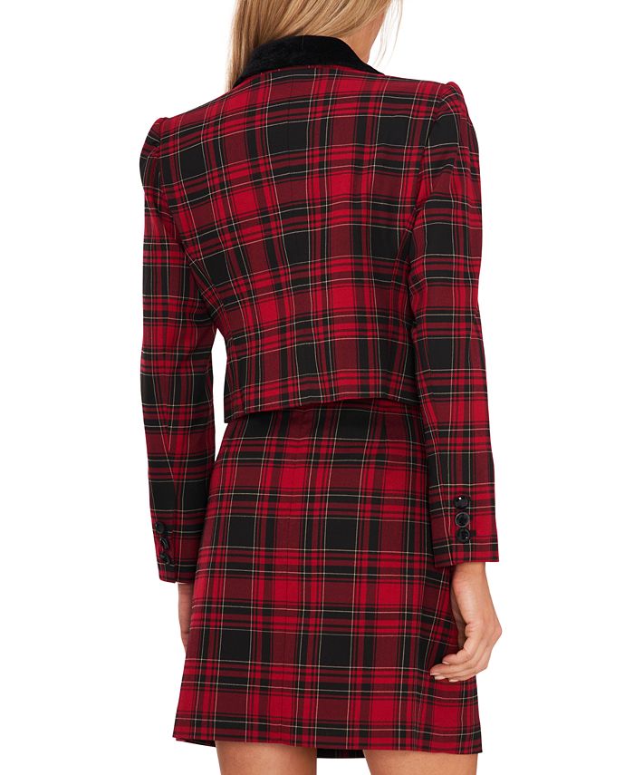 Cece Women's  Frayed Plaid Wear to Work Jacket Gray Size 14