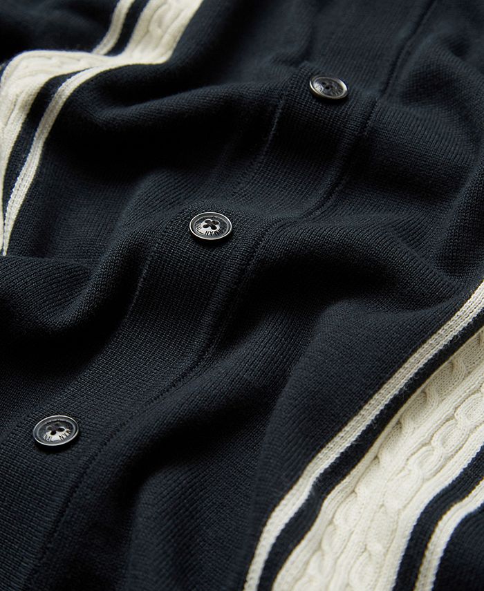 Ben Sherman Men's Varsity-Inspired Knitted Button-Front Long-Sleeve ...