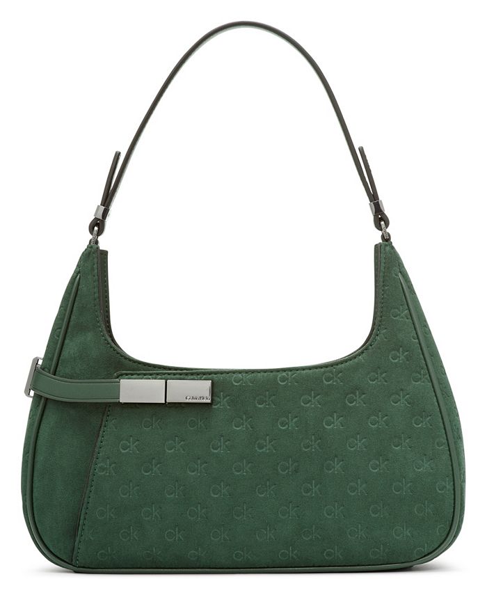 Calvin Klein Women's Jade Signature Embossed Top Zipper Shoulder Bag &  Reviews - Women - Macy's