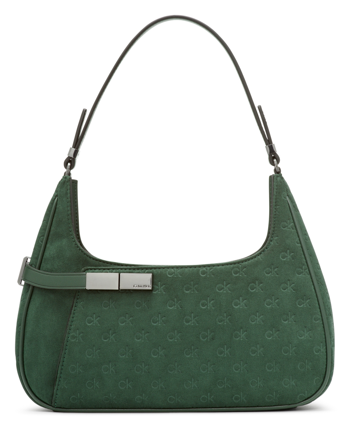 Calvin Klein Women's Jade Signature Embossed Top Zipper Shoulder Bag