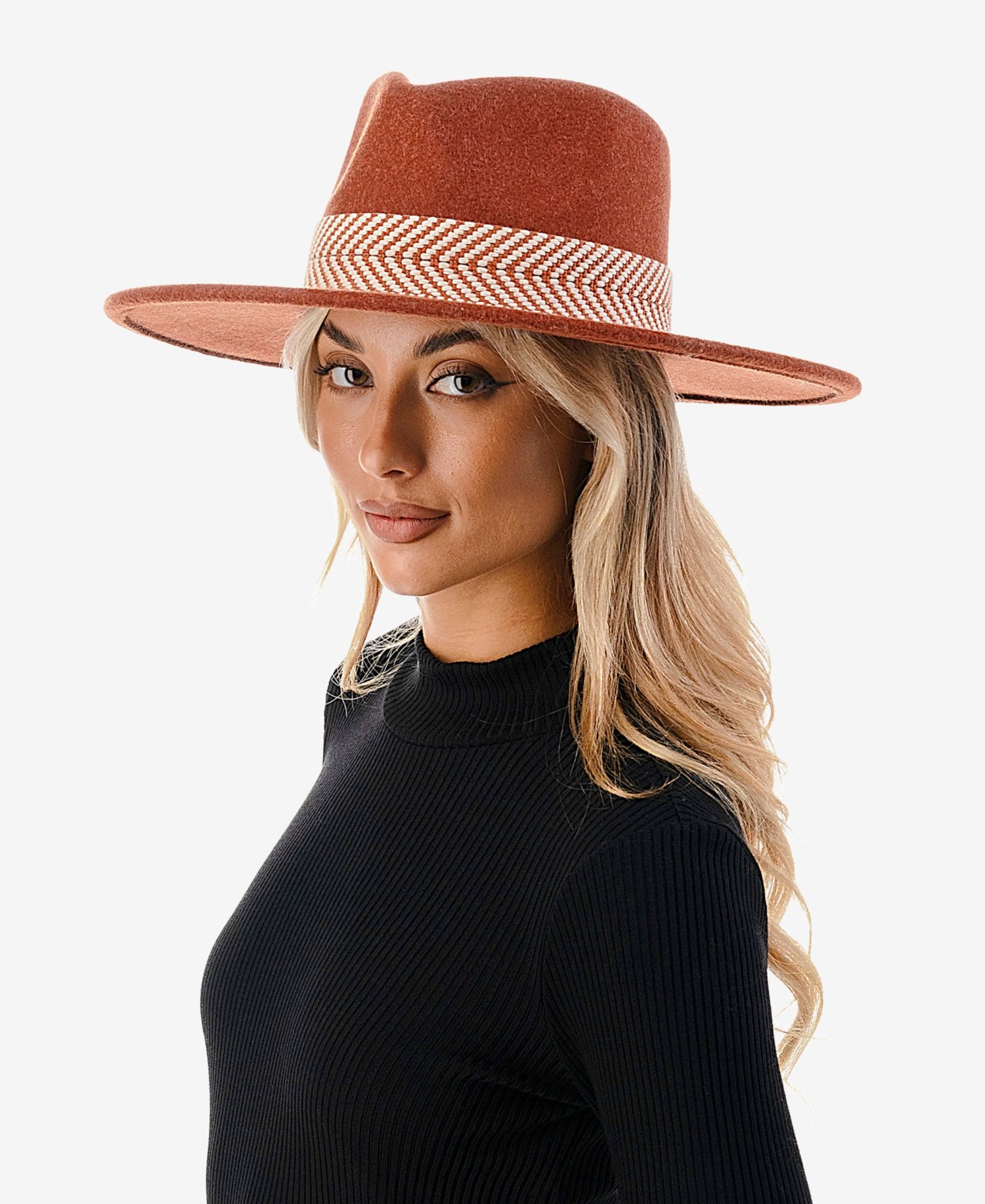 Women's Chevron Trim Wool Blend Panama Hat
