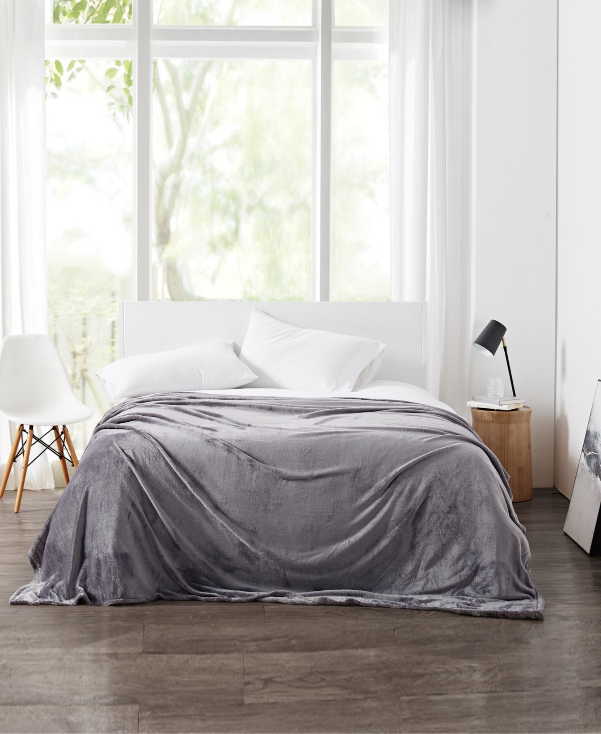 Cannon Solid Plush Blanket, Twin/twin Xl In Gray