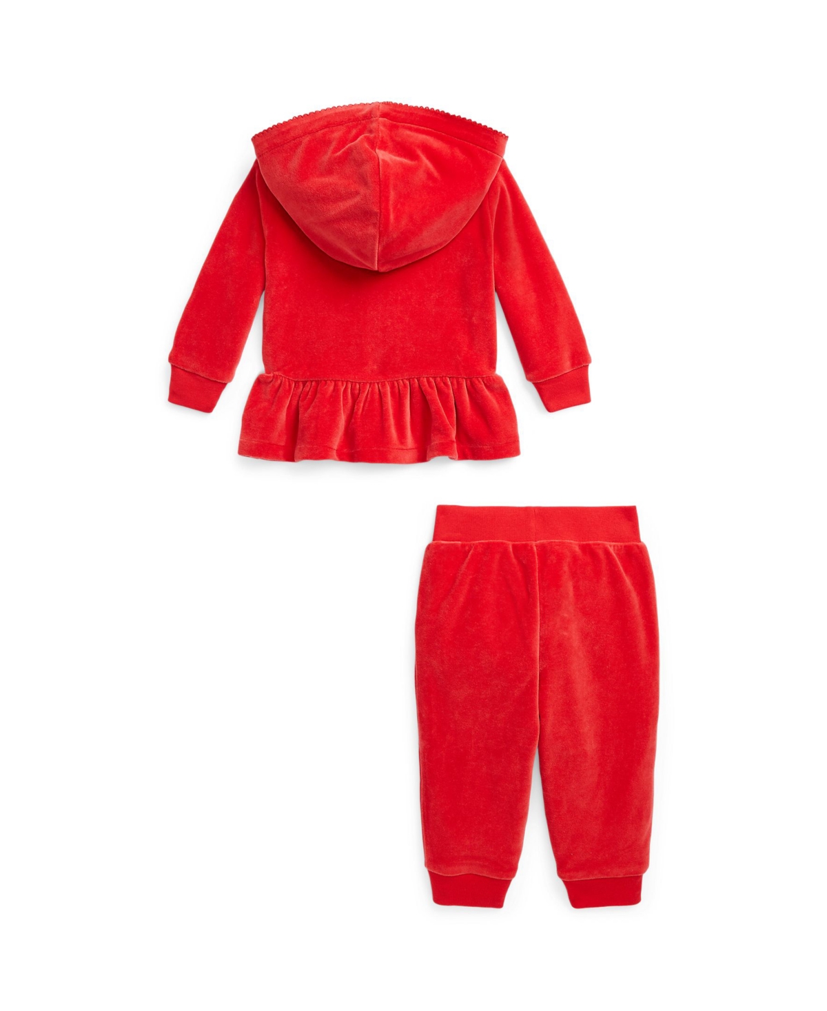 Polo Ralph Lauren Baby Girls Velour Hoodie and Jogger Pants, 2 Piece Set - Rl2000 Red