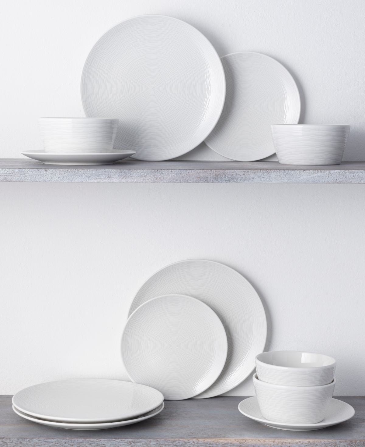 Noritake Colorscapes Swirl Coupe 12 Piece Dinnerware Set, Service For 4 In White