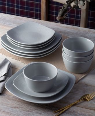 Colorscapes Swirl Square Set 12 Piece Dinnerware Set, Service For 4