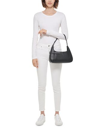 Calvin Klein Women’s Jade Signature Embossed Top Zipper Shoulder Bag ...