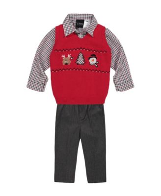 TFW Baby Boys Holiday Sweater Vest Shirt and Pant 3 Piece Set Macy s