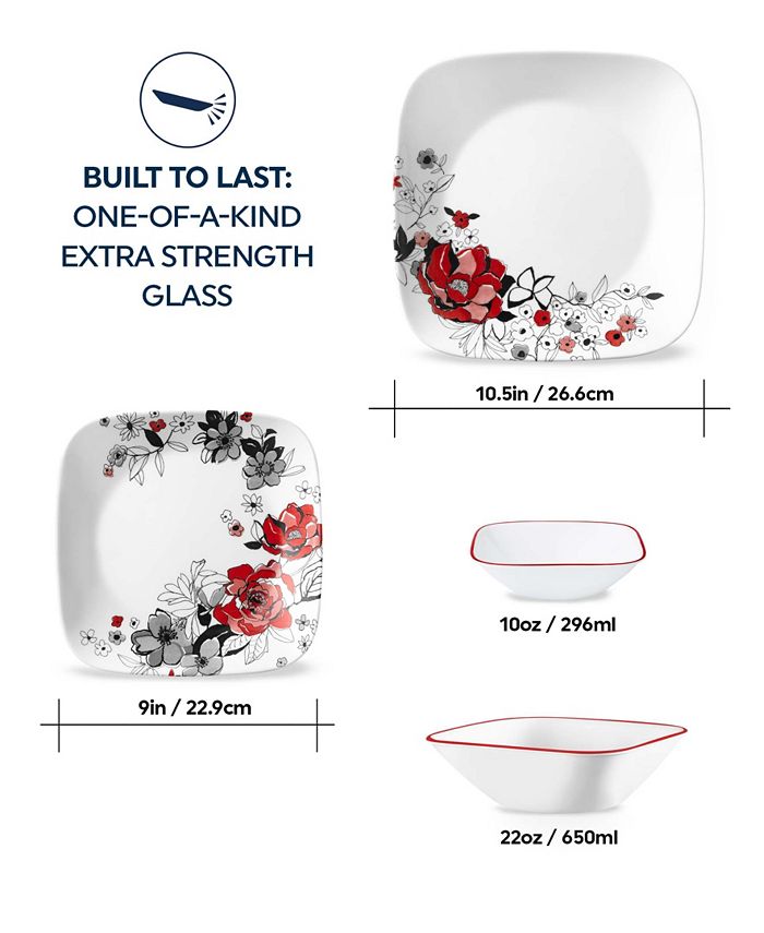 Corelle Chelsea Rose 16 Piece Dinnerware Set, Service for 4 Macy's