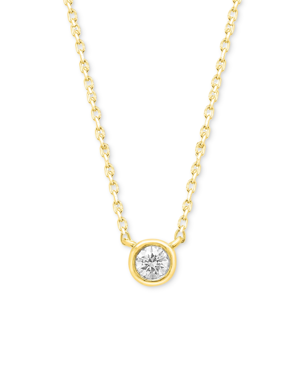 Forever Grown Diamonds Lab-Created Diamond Bezel Soltiare 18" Pendant Necklace (1/5 ct. t.w.) in 14k Gold-Plated Sterling Silver
