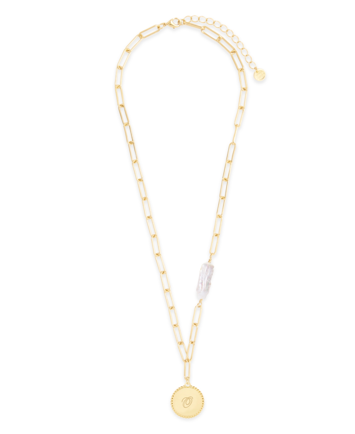brook & york Biwa Imitation Imitation Pearl Micaela Initial Pendant - Gold-Plated-O