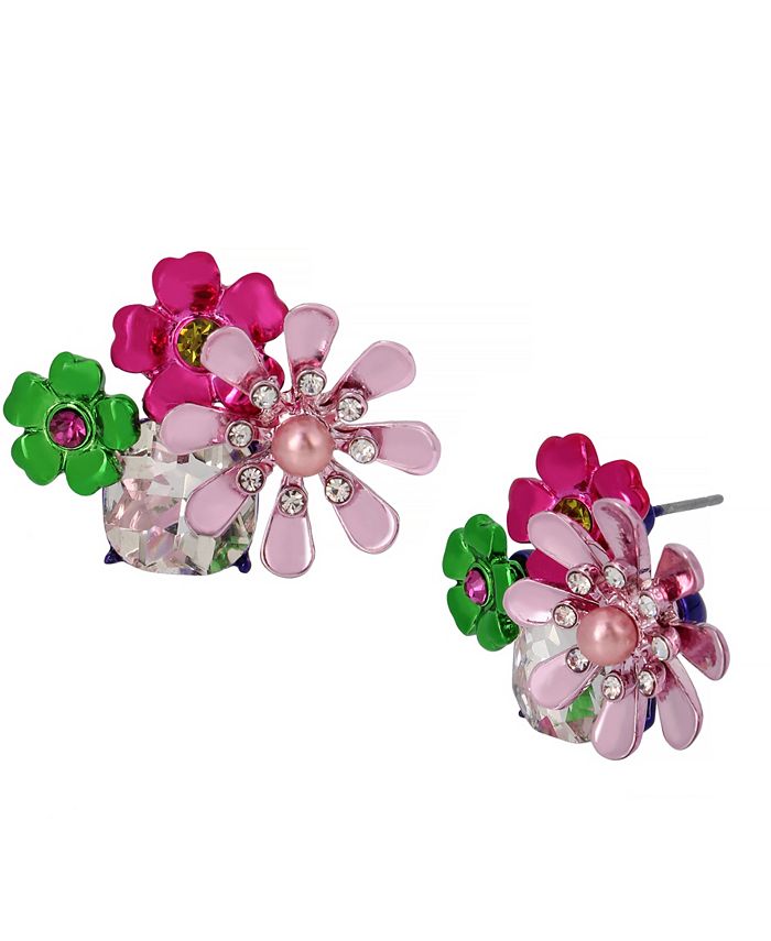 Betsey Johnson Faux Stone Flower Cluster Collar Necklace - Macy's