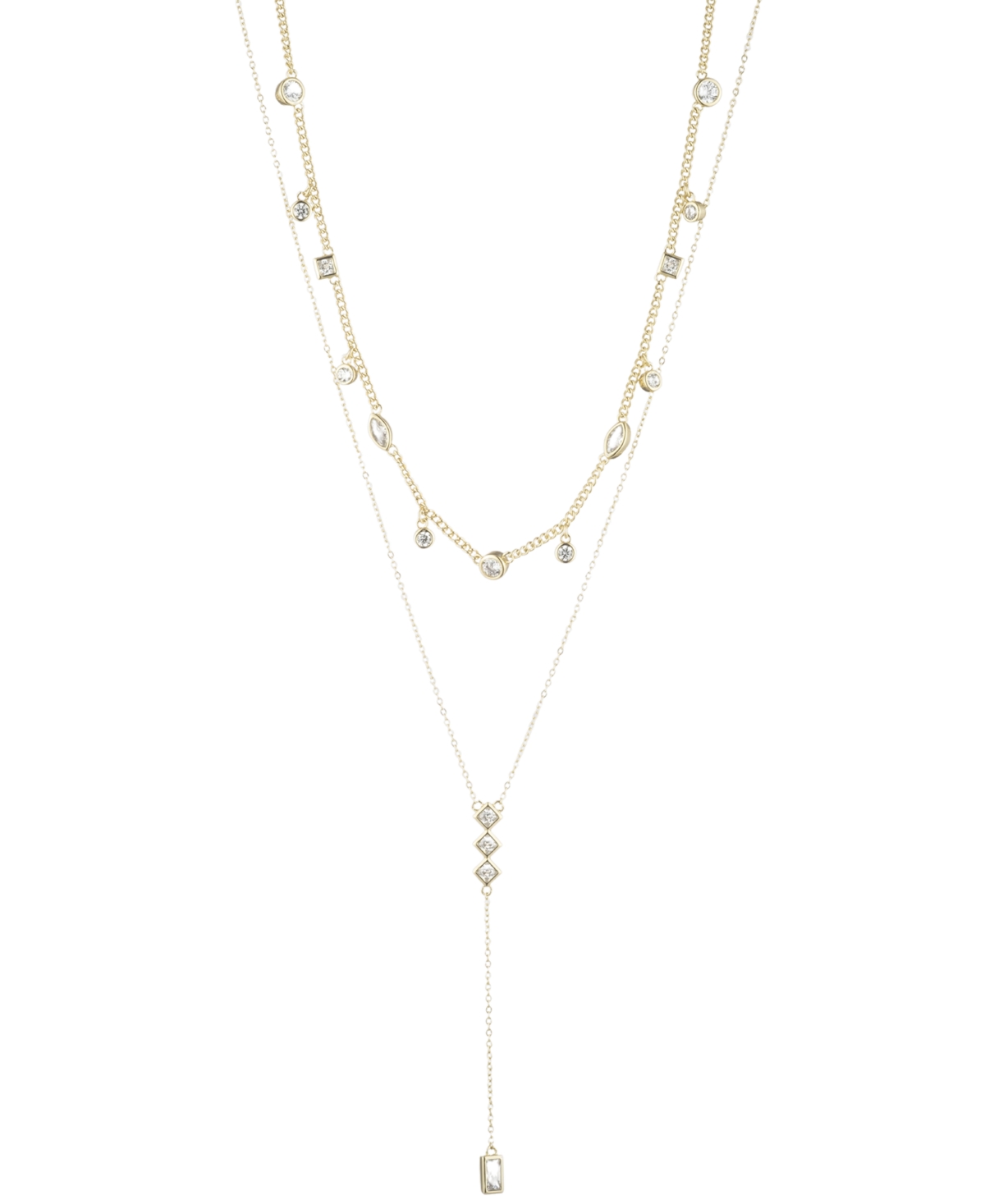 Shop Bonheur Jewelry Josephine Multi Strand Lariat Necklace In Karat Gold Plated Brass
