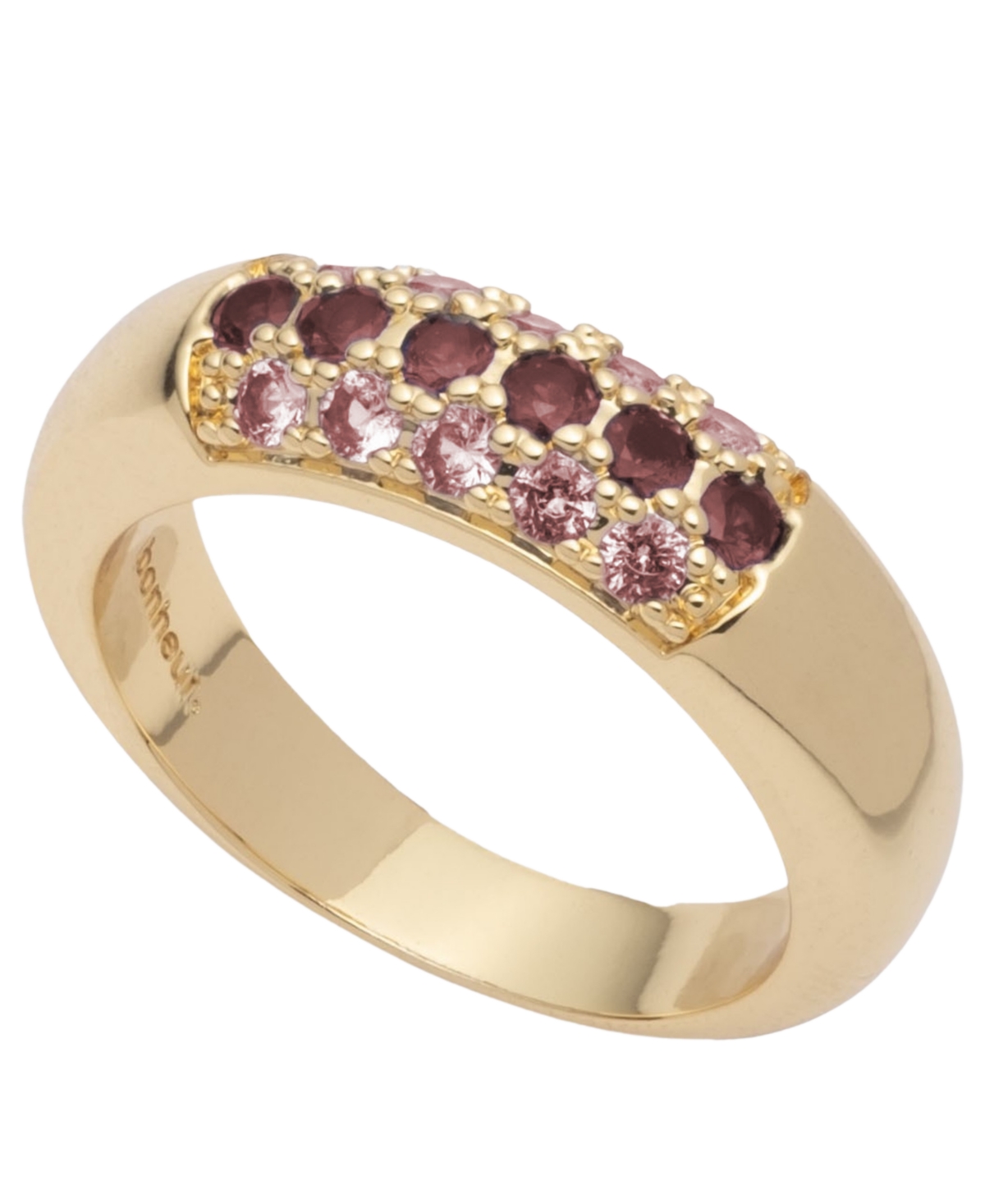 Bonheur Jewelry Addison Pink Red Crystal Band Ring In Karat Micro Plated Gold Over Brass