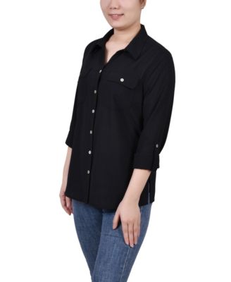 Women's 3/4 Sleeve Windowpane Blouse