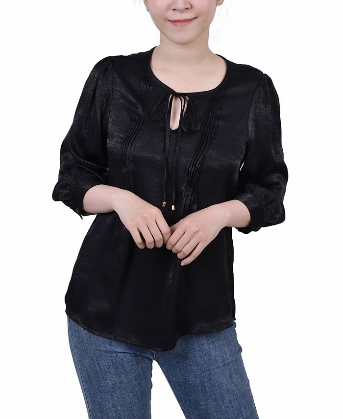 NY Collection Women s Elbow Sleeve Satin Blouse Macy s