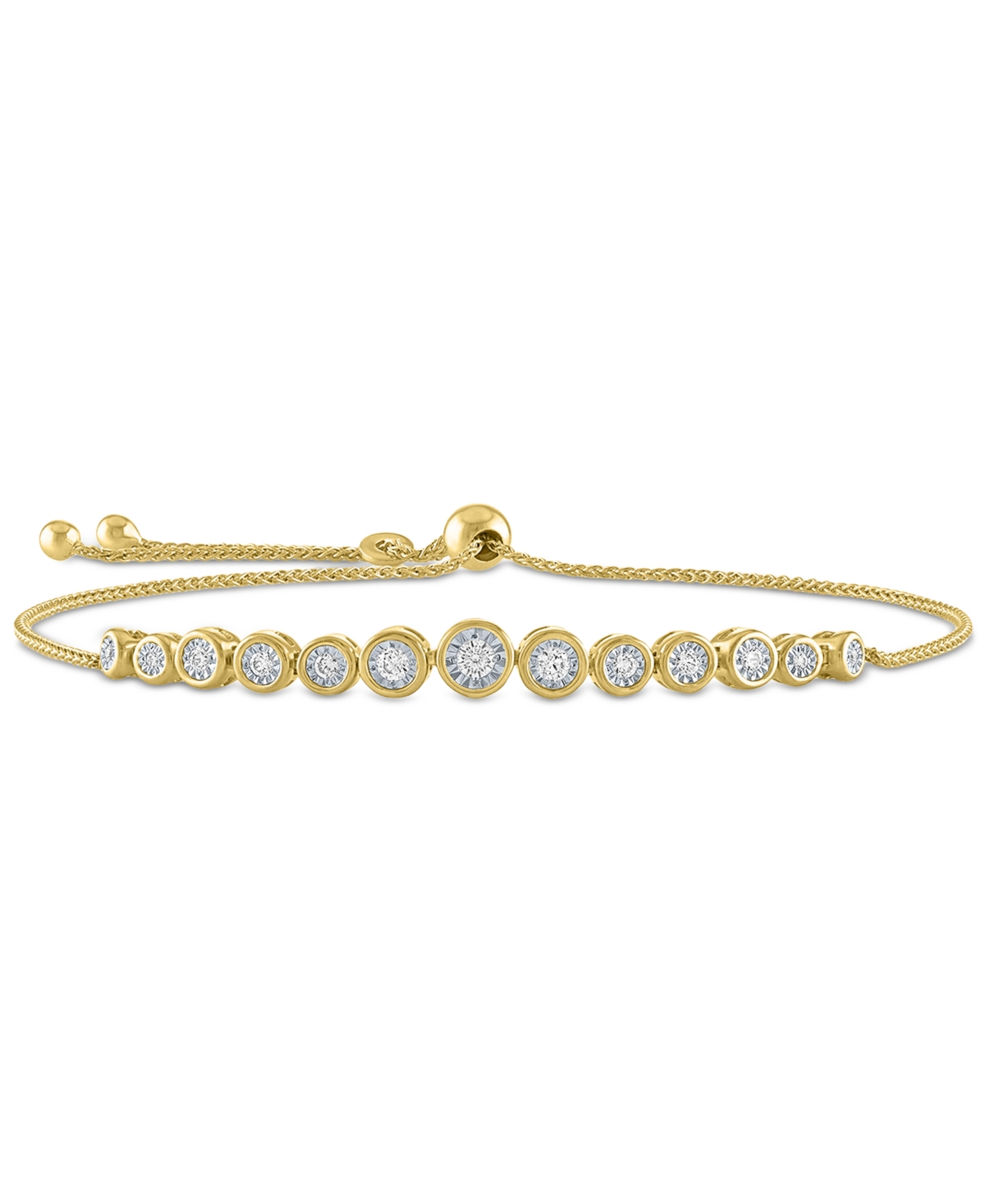 Lab-Created Diamond Graduated Bolo Bracelet (1/5 ct. t.w.) in 14k Gold-Plated Sterling Silver - Gold-Plated Sterling Silver