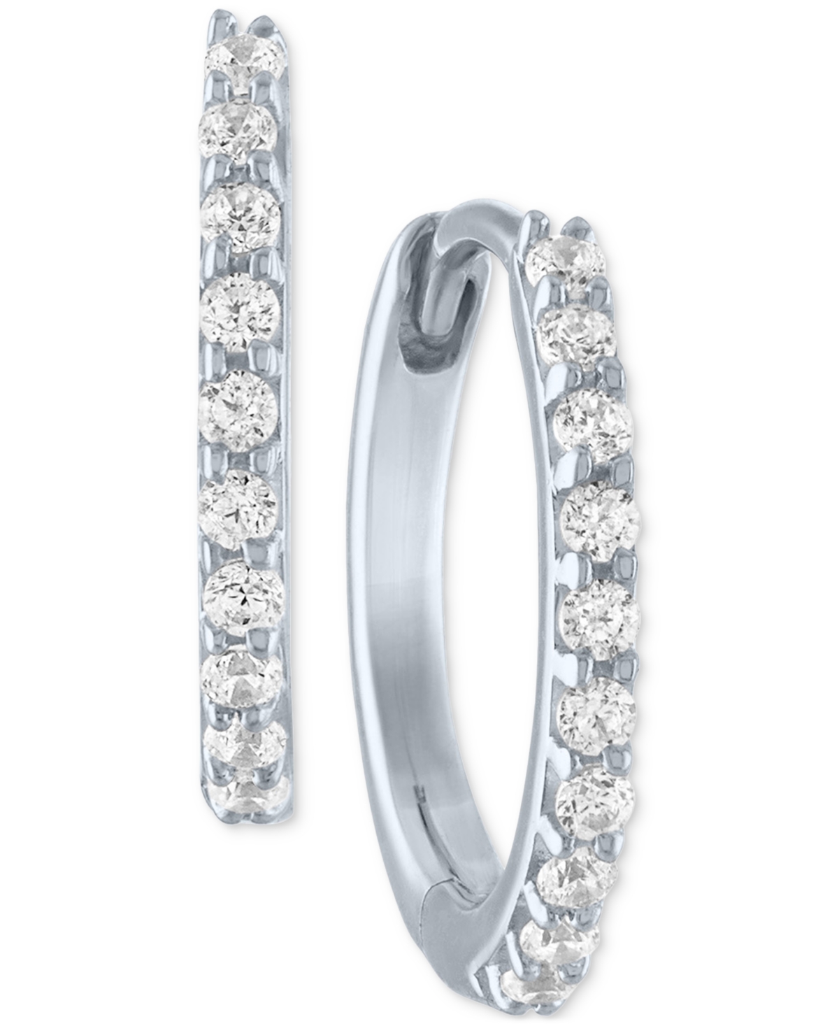 Lab-Created Diamond Extra Small Hoop Earrings (1/10 ct. t.w.) in 10k White or Yellow Gold - Yellow Gold
