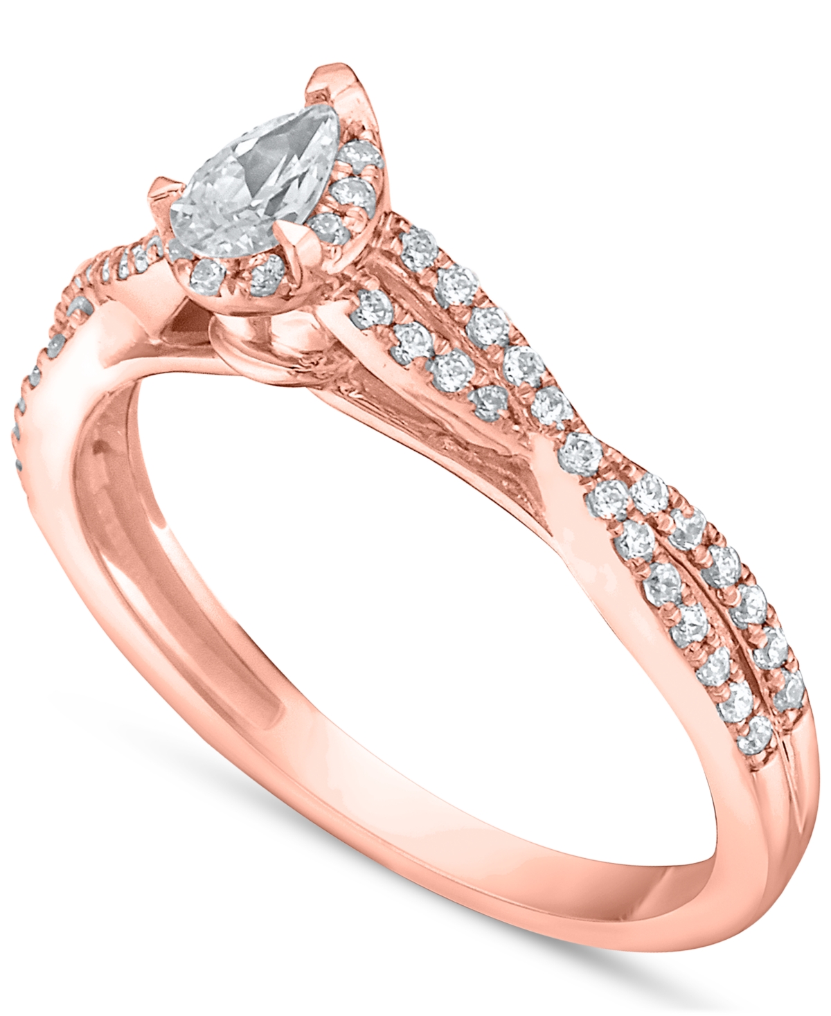 Macy's Diamond Pear Twist Engagement Ring (1/2 Ct. T.w.) In 14k White, Yellow Or Rose Gold In Rose Gold