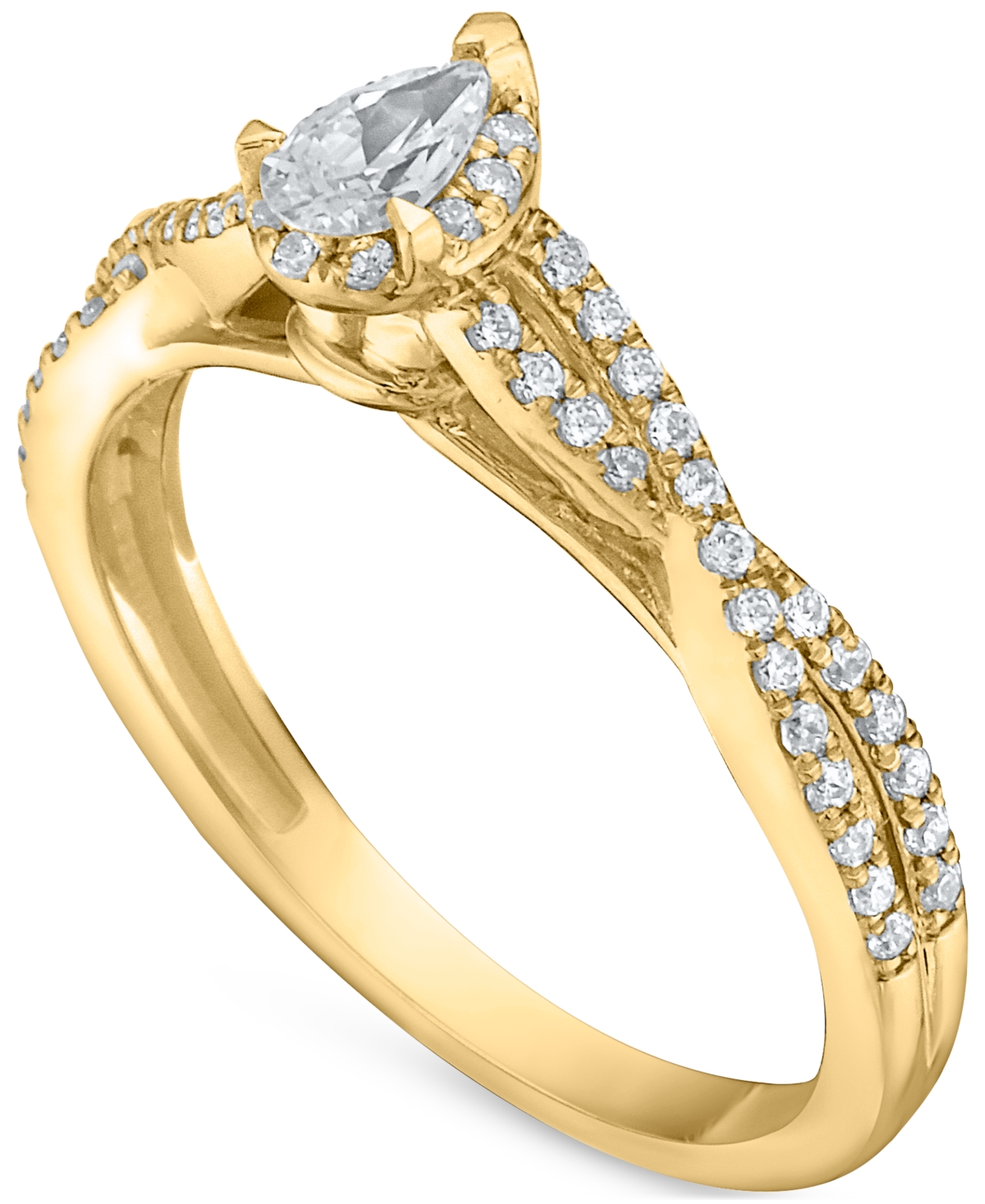 Macy's Diamond Pear Twist Engagement Ring (1/2 Ct. T.w.) In 14k White, Yellow Or Rose Gold In Yellow Gold