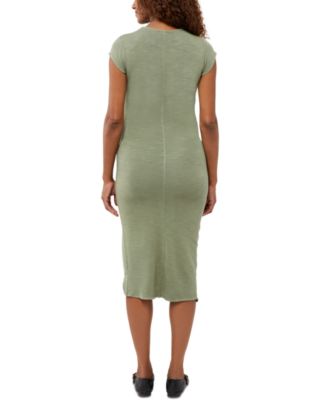 Supersoft Cap-Sleeve Shirred Maternity Dress