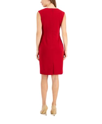 kasper red sheath dress Kasper Women's Stetch Crepe Princess Seam Sheath Dress, Red, 10