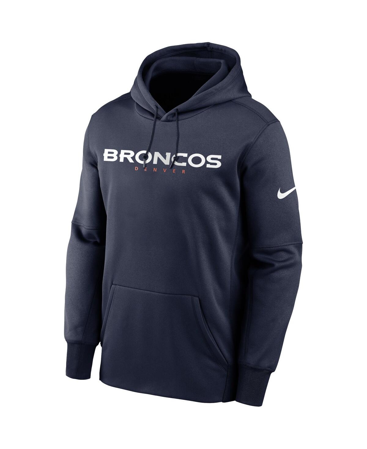 Men's NikeDenver Broncos Fan Gear Wordmark Performance Pullover Hoodie - Navy