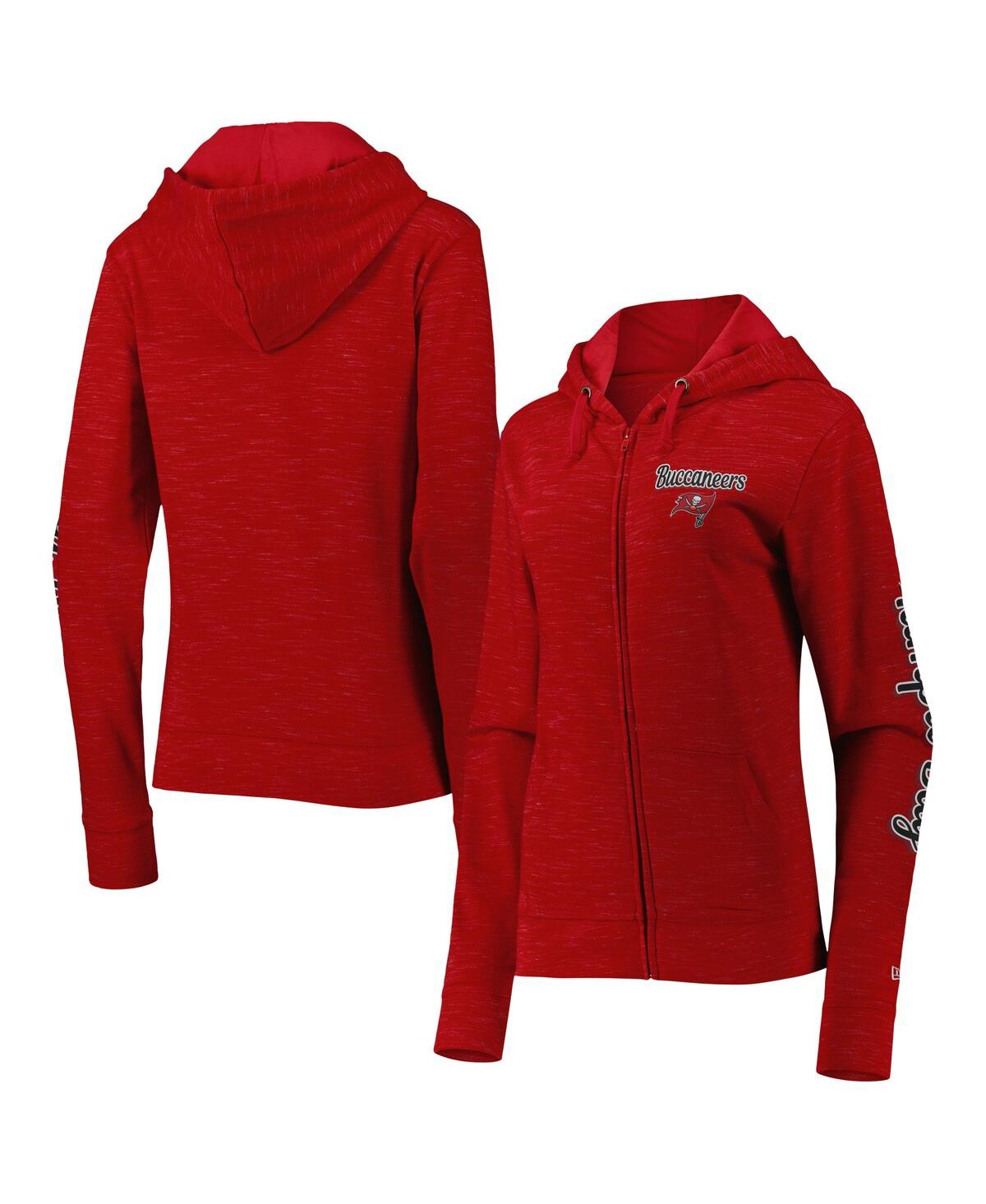 NEW ERA WOMEN'S NEW ERA RED TAMPA BAY BUCCANEERS REVERSE SPACE-DYE FULL-ZIP HOODIE 