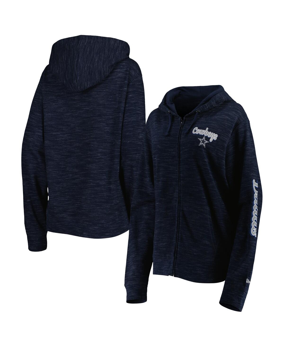 New Era Navy Dallas Cowboys Reverse Full-zip Hoodie In Navy