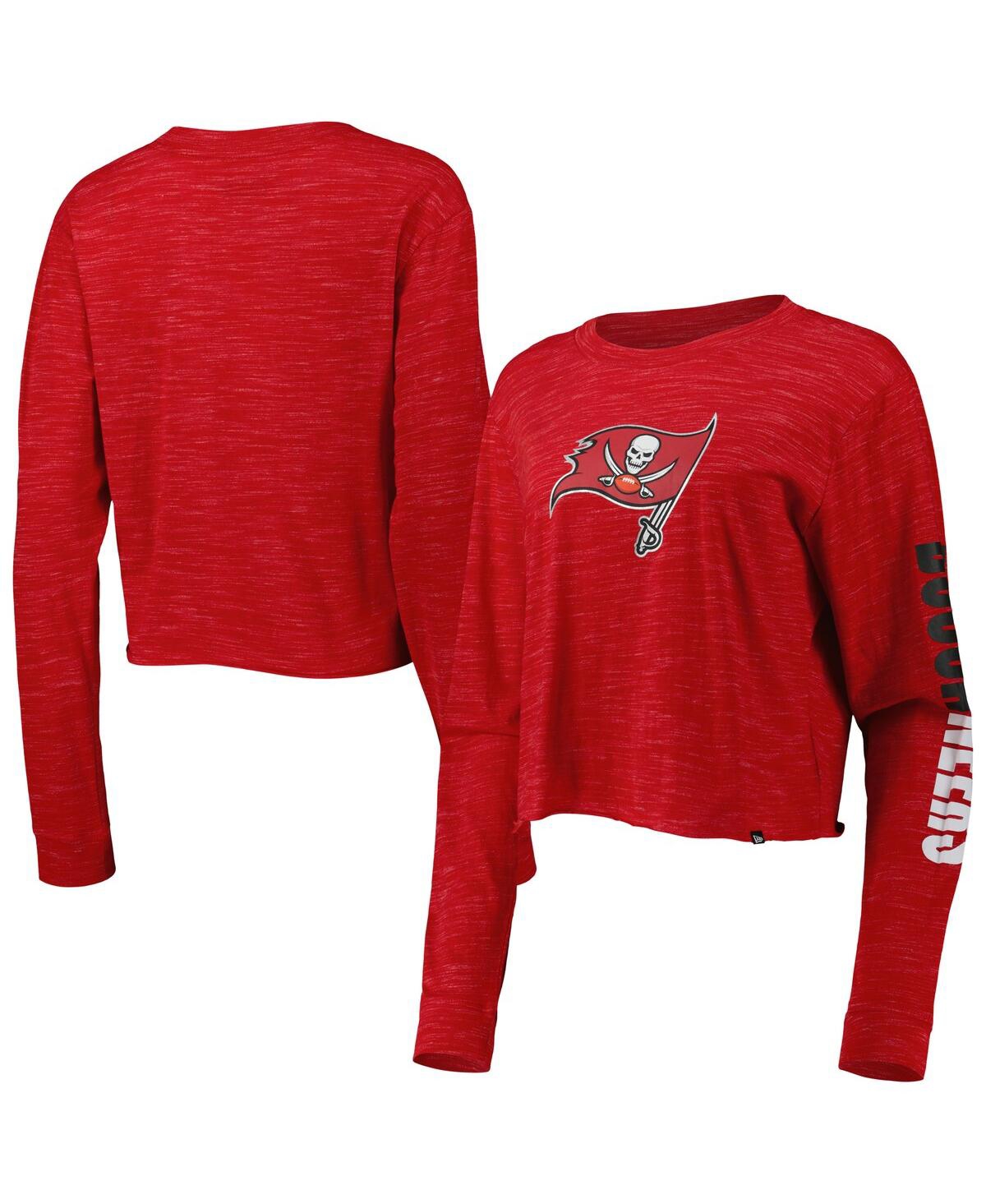 Shop New Era Women's  Red Tampa Bay Buccaneers Crop Long Sleeve T-shirt