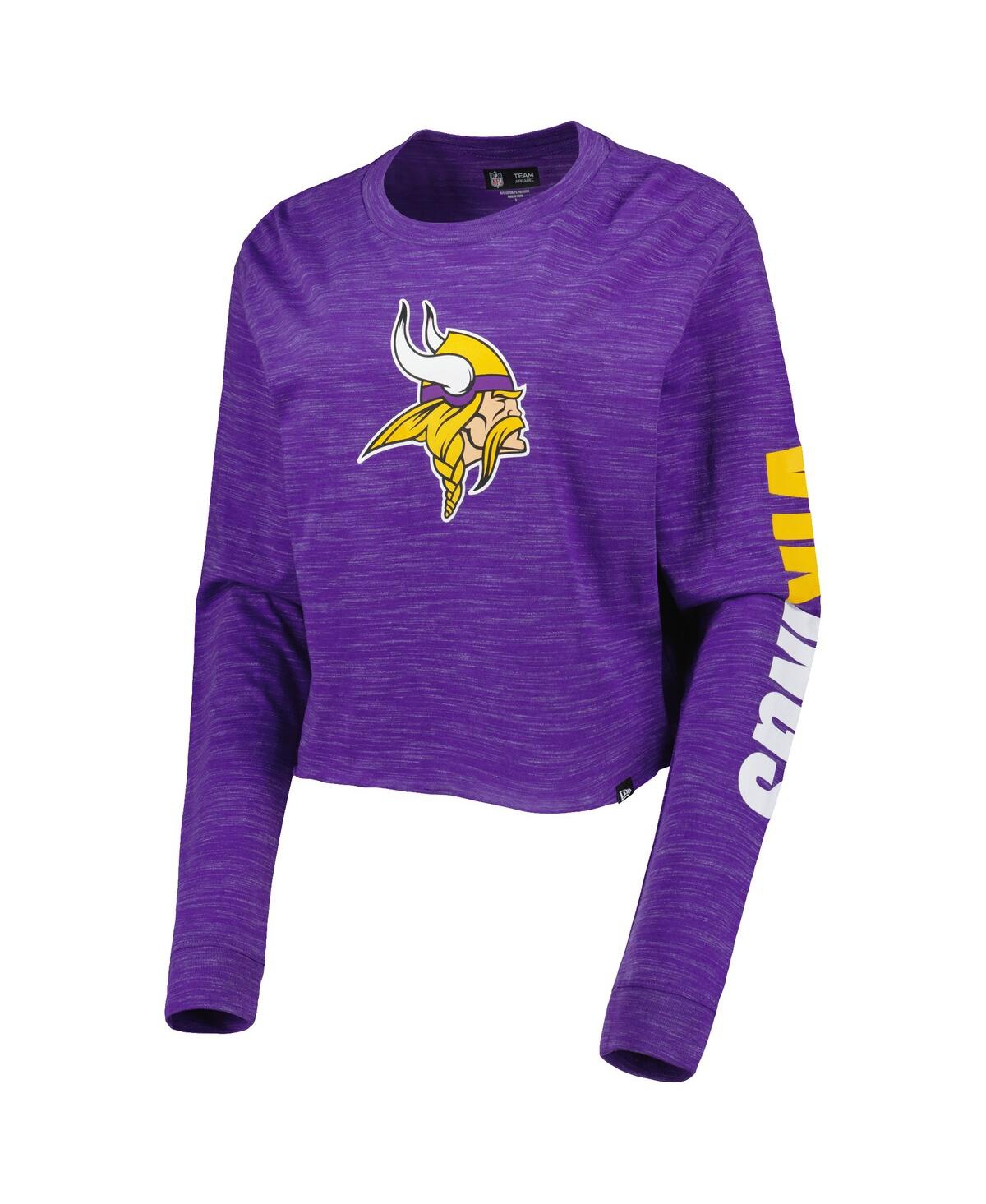 NEW ERA WOMEN'S NEW ERA PURPLE MINNESOTA VIKINGS CROP LONG SLEEVE T-SHIRT 