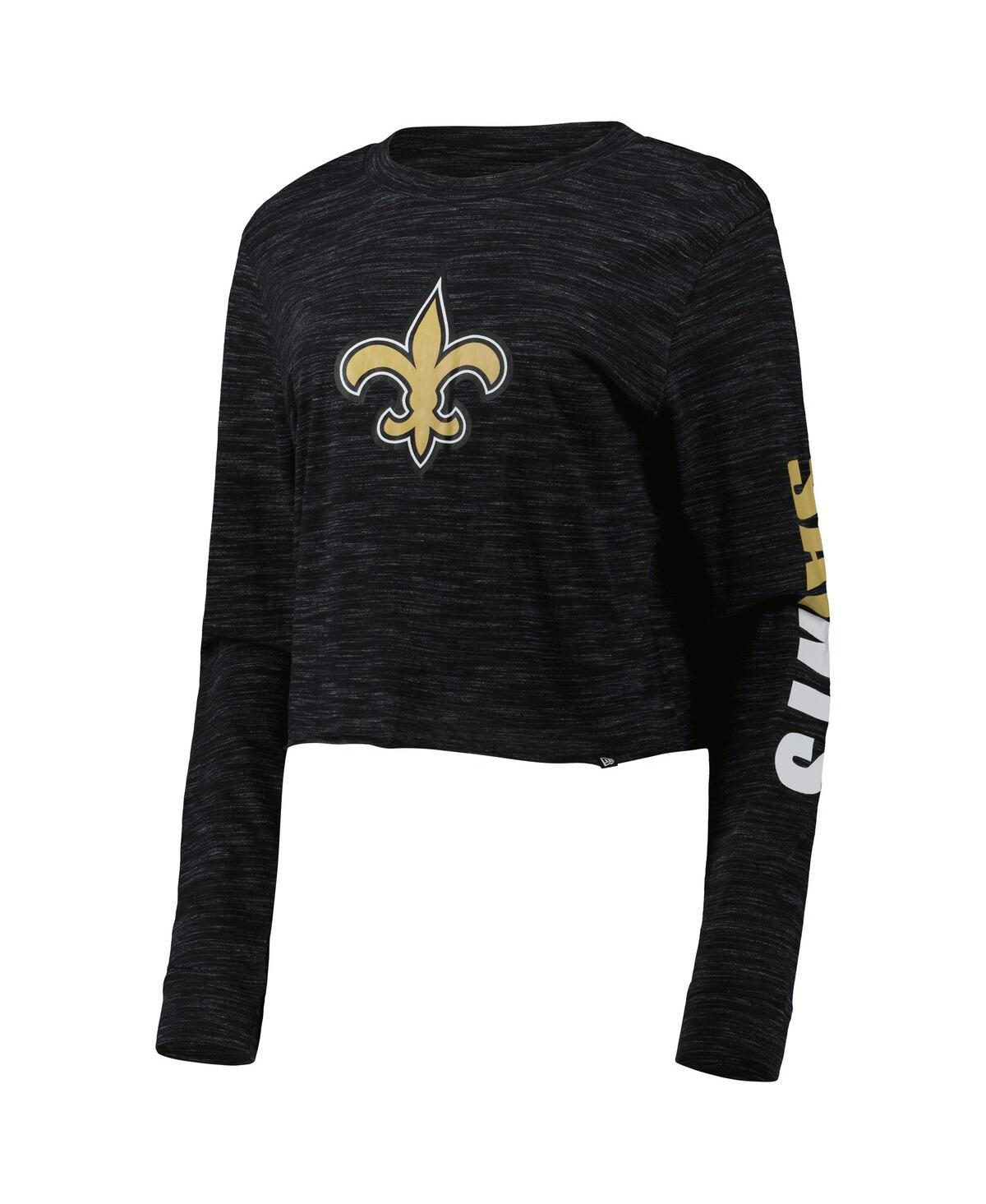 NEW ERA WOMEN'S NEW ERA BLACK NEW ORLEANS SAINTS CROP LONG SLEEVE T-SHIRT 