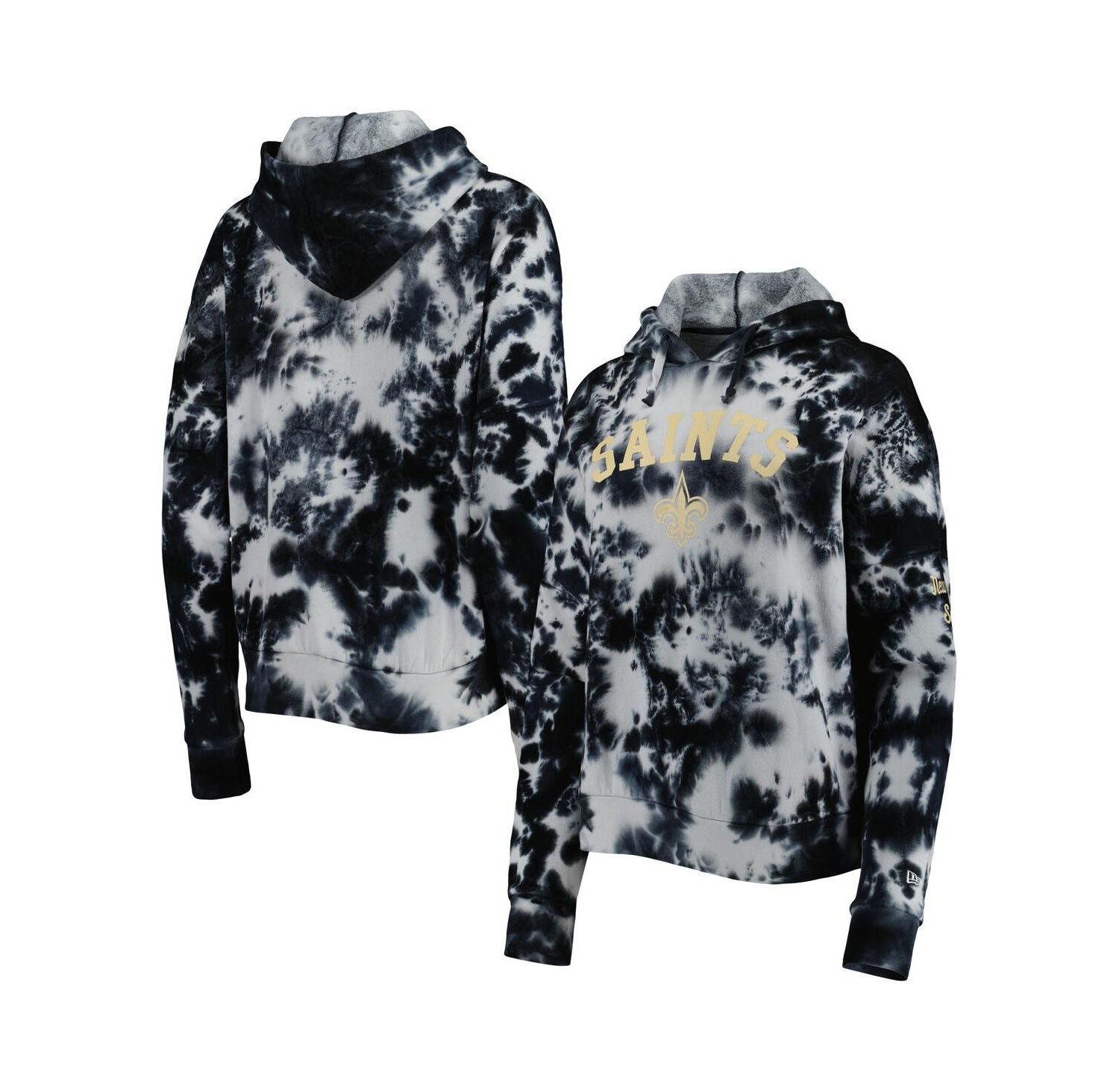 Women's Black New Orleans Saints Cloud Dye Fleece Pullover Hoodie