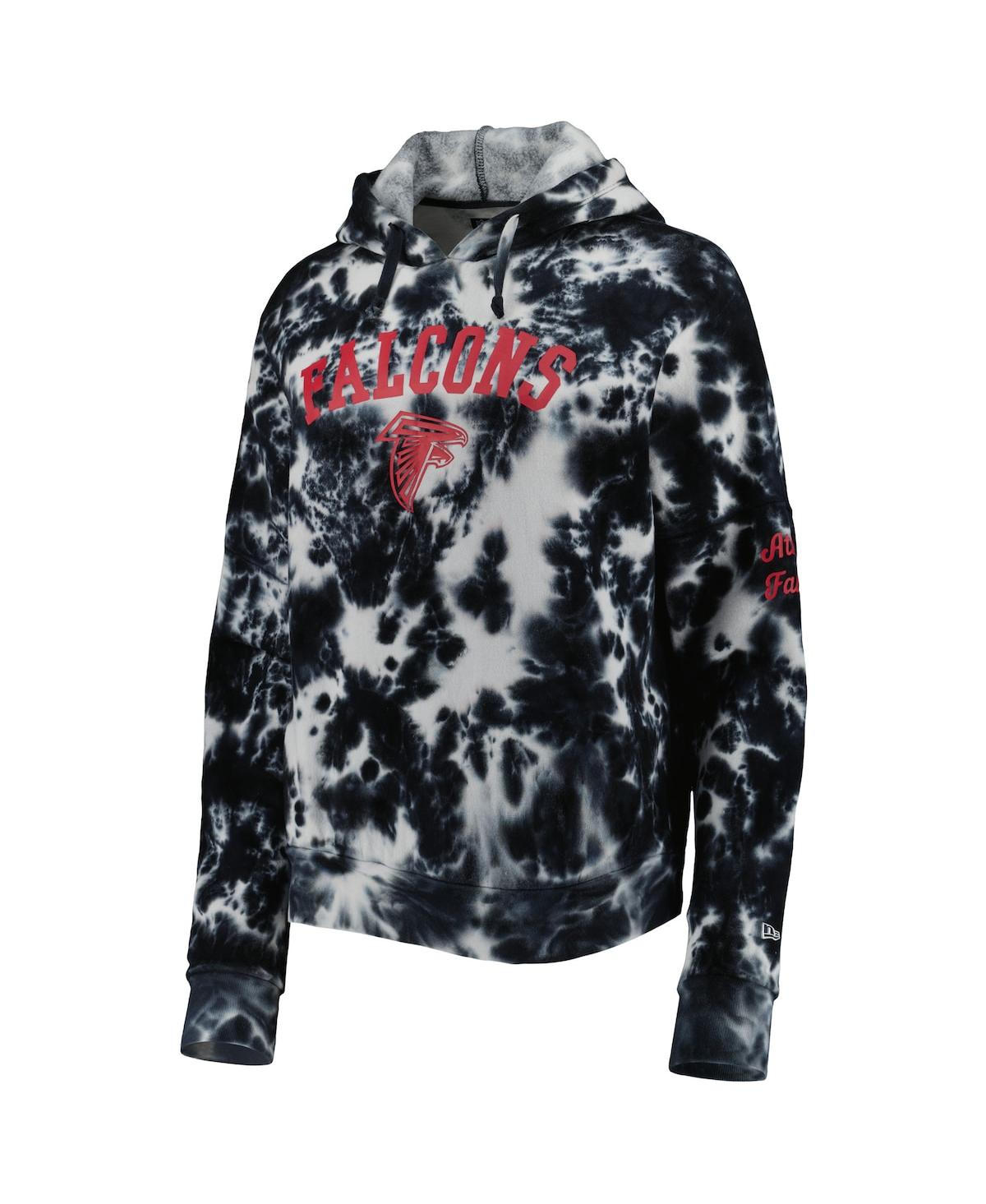 NEW ERA WOMEN'S NEW ERA BLACK ATLANTA FALCONS CLOUD DYE FLEECE PULLOVER HOODIE 