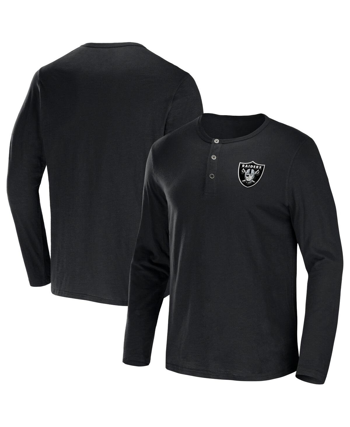 Fanatics Men's Nfl X Darius Rucker Collection By  Black Las Vegas Raiders Slub Jersey Henley Long Sle In Black