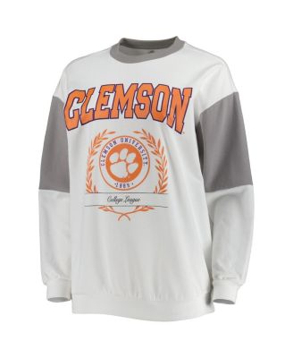 Women's Gray Clemson Tigers It's A Vibe Dolman Pullover Sweatshirt