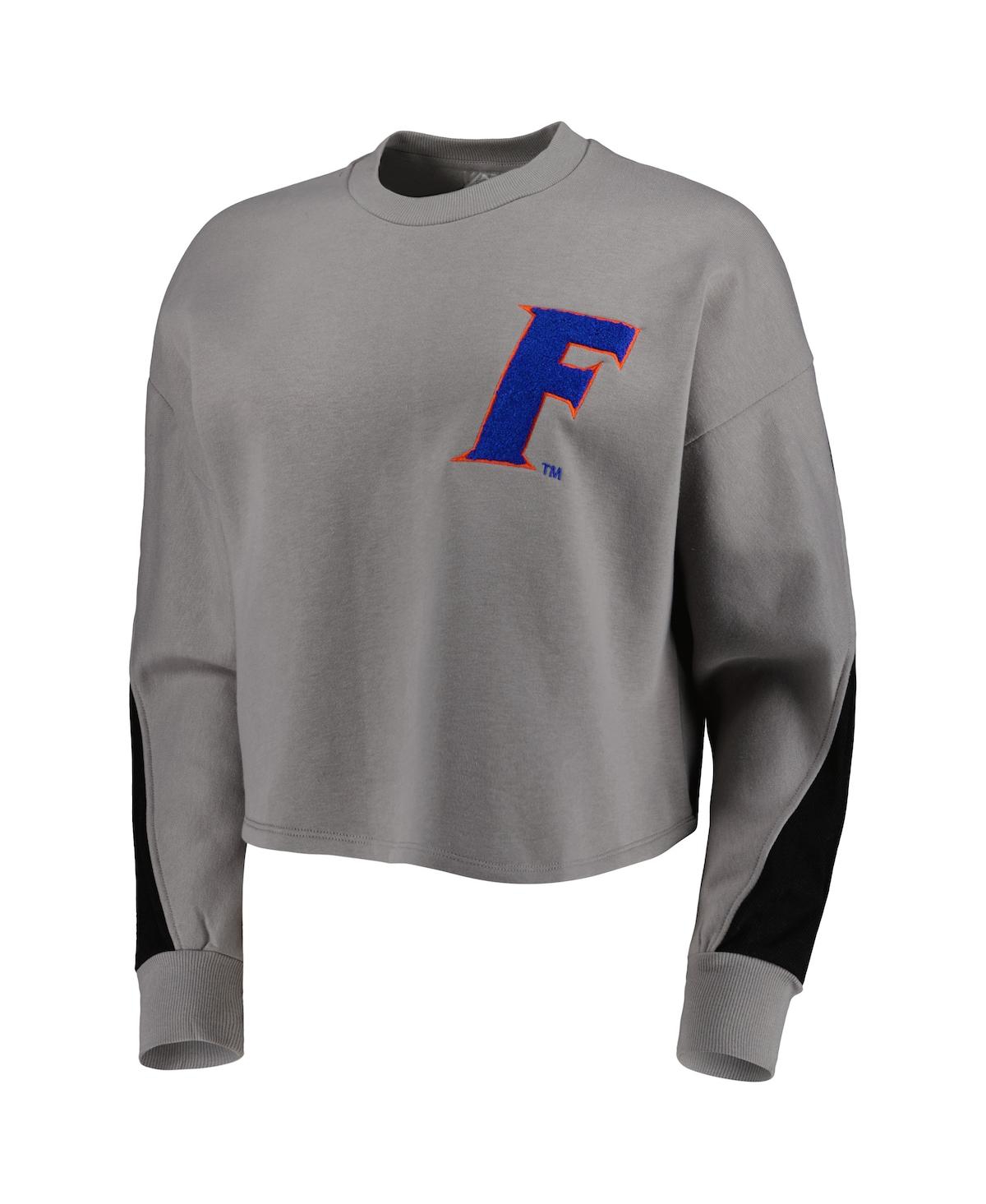 Shop Gameday Couture Women's  Gray Florida Gators Back To Reality Colorblock Pullover Sweatshirt