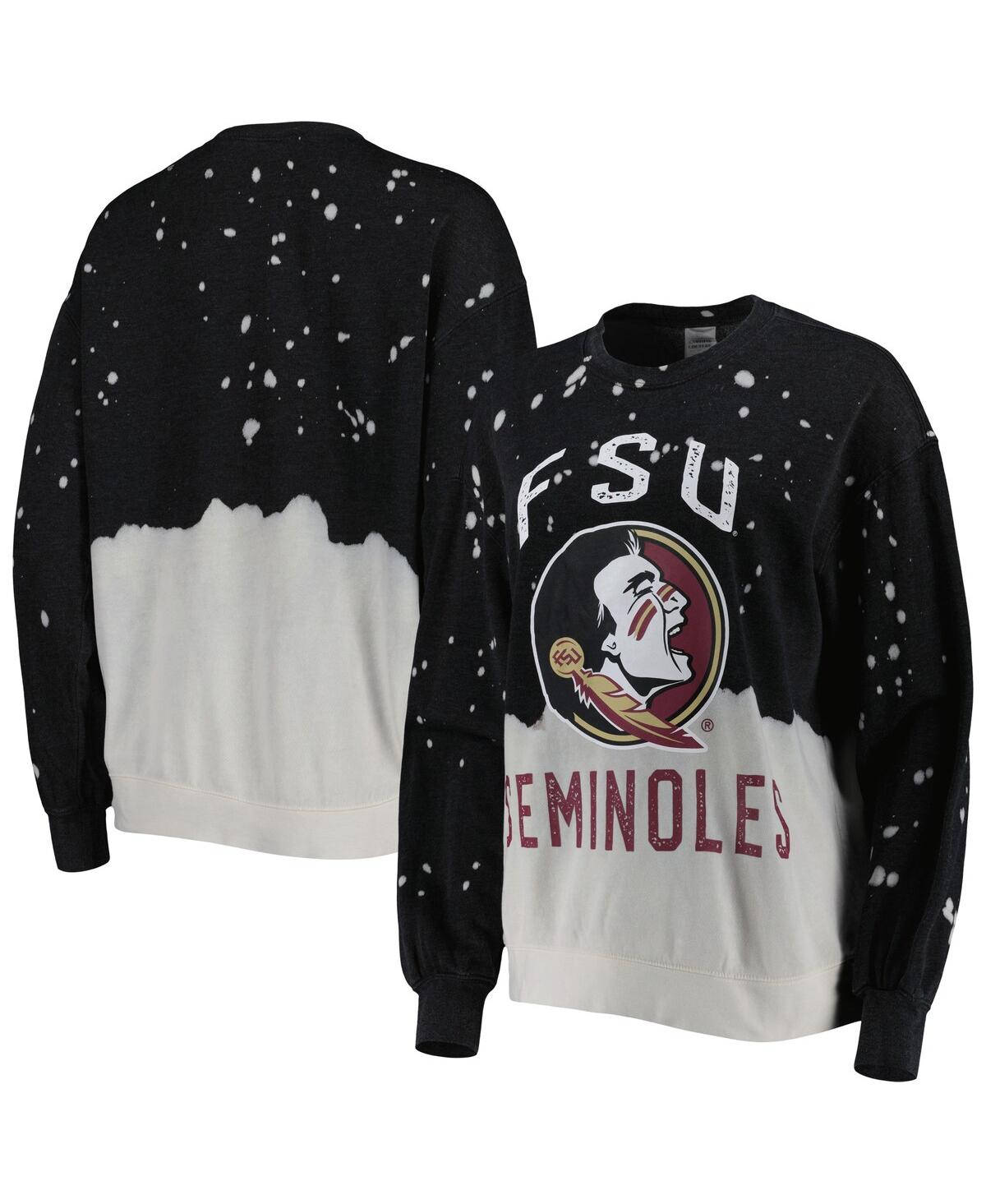 Gameday Couture Women's  Black Florida State Seminoles Twice As Nice Faded Dip-dye Pullover Sweatshir
