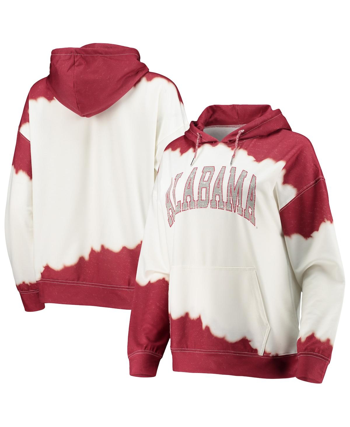 Women's Gameday Couture White, Crimson Alabama Crimson Tide For the Fun Double Dip-Dyed Pullover Hoodie - White, Crimson