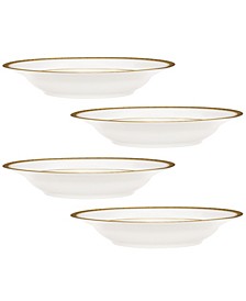 Charlotta Gold Set of 4 Rim Soup Bowls, Service For 4