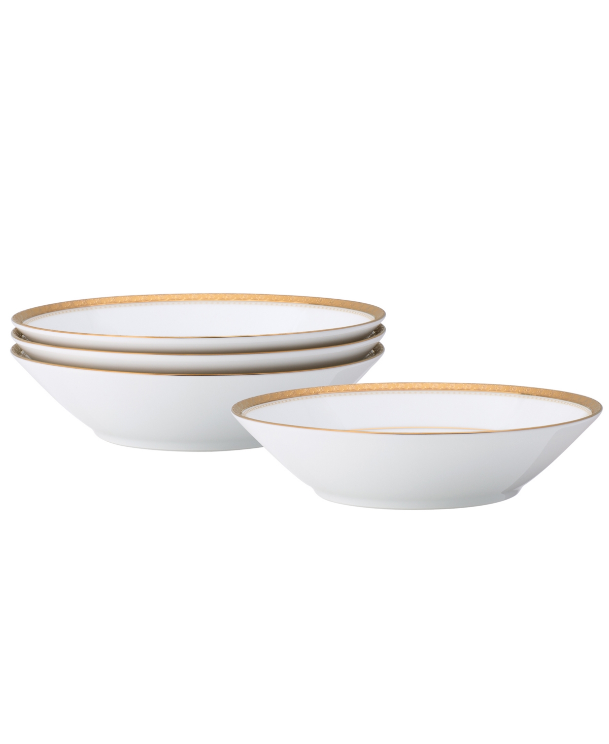 Noritake Charlotta Gold Set Of 4 Soup Bowls, Service For 4 In White And Gold-tone