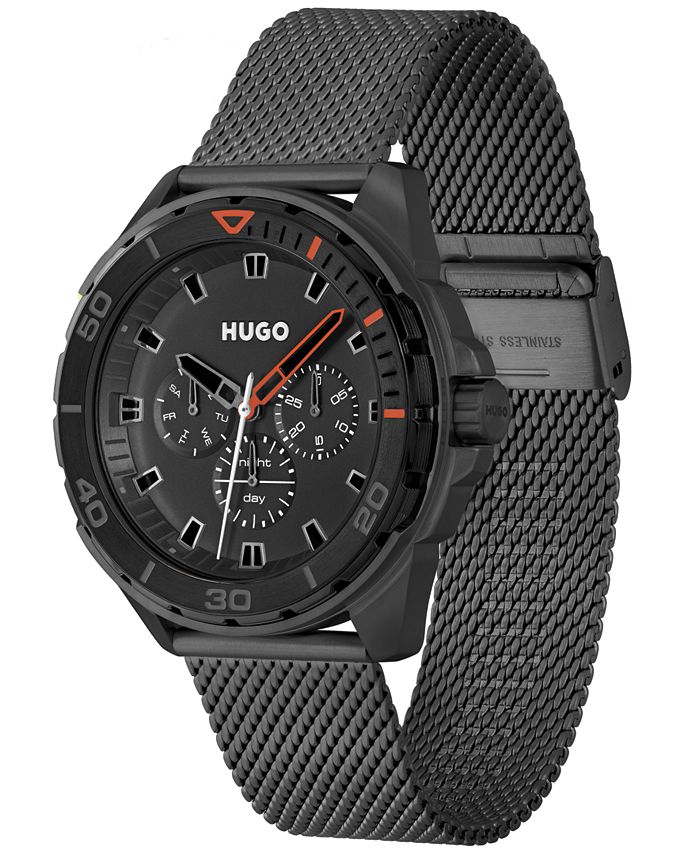 HUGO Men's Fresh Black Ionic Plated Steel Bracelet Watch, 44mm - Macy's