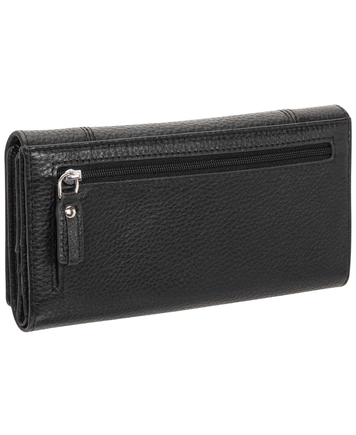 Женский трёхсложный кошелёк Mancini Pebbled Collection с защитой RFID, цвет: Чёрный — фото 3