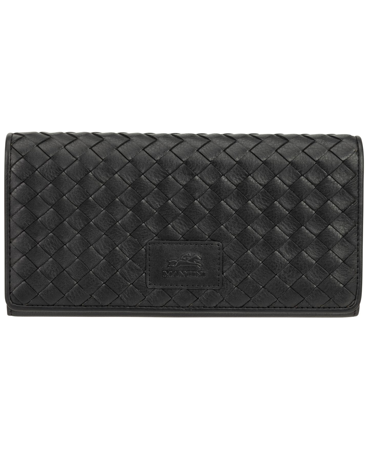Женский кошелёк Mancini Basket Weave с RFID-защитой, тройное сложение, цвет: Чёрный — фото 1