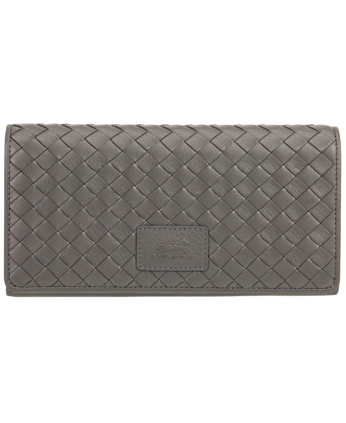 Women's Basket Weave Collection Rfid Secure Trifold Wallet - Gray