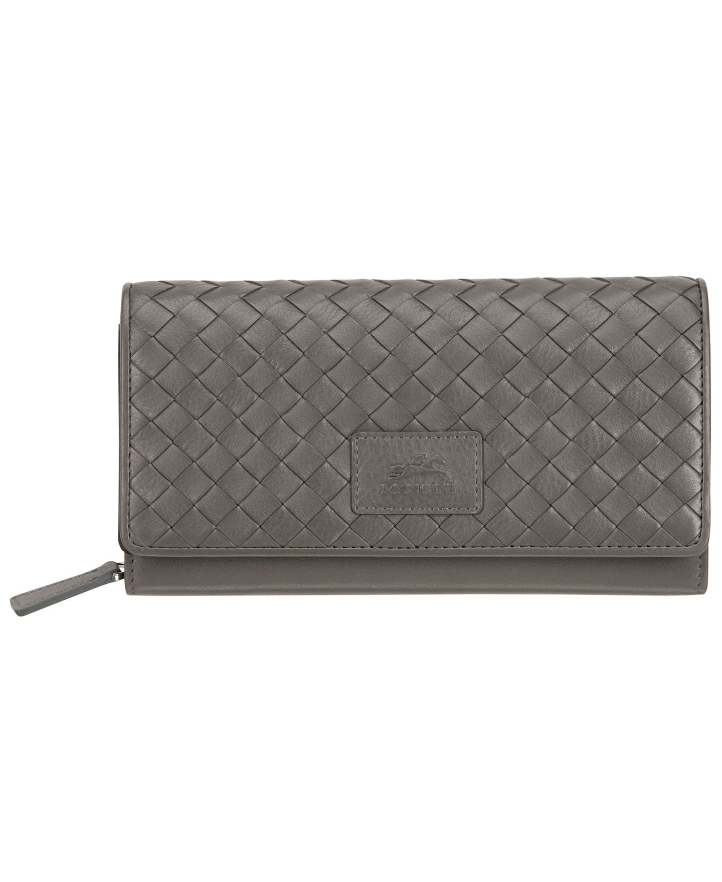 Женский кошелёк-клатч Mancini Basket Weave с RFID-защитой, цвет: Серый — фото 1