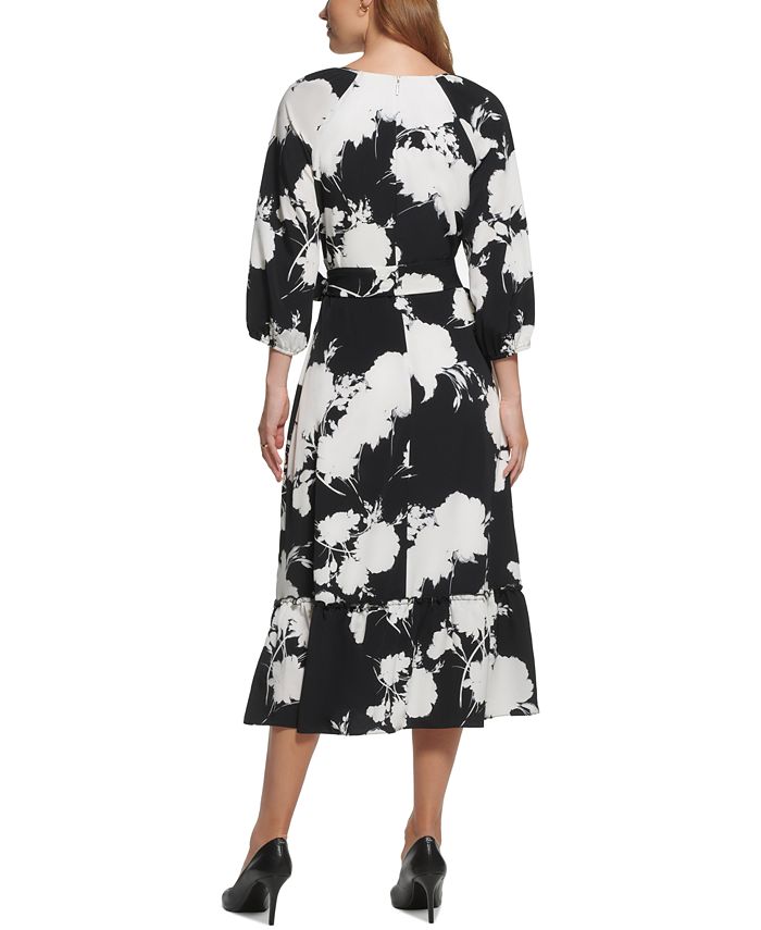 KARL LAGERFELD PARIS Women's FloralPrint Belted Dress Macy's