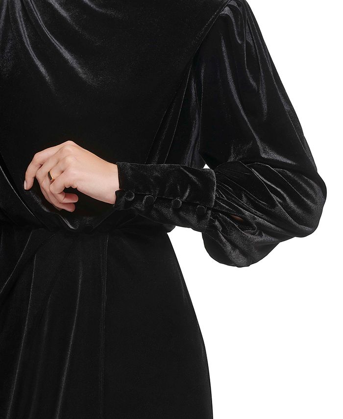 Karl Lagerfeld Paris Women's Velvet Blouson A-Line Dress & Reviews ...