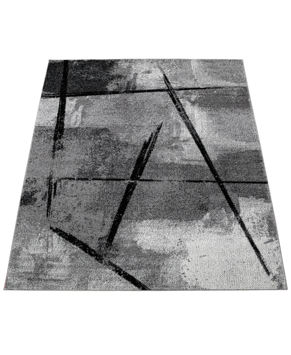 Area Rug Mondial Modern Art in Gray Black - 79" x 114"